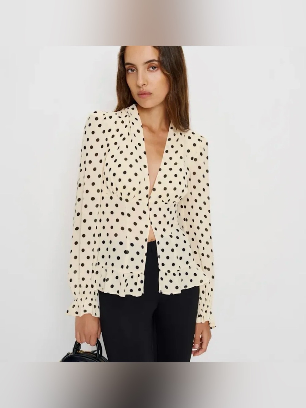 Reformation x Nara Smith Polka Dot Blouse Sz 8 NEW